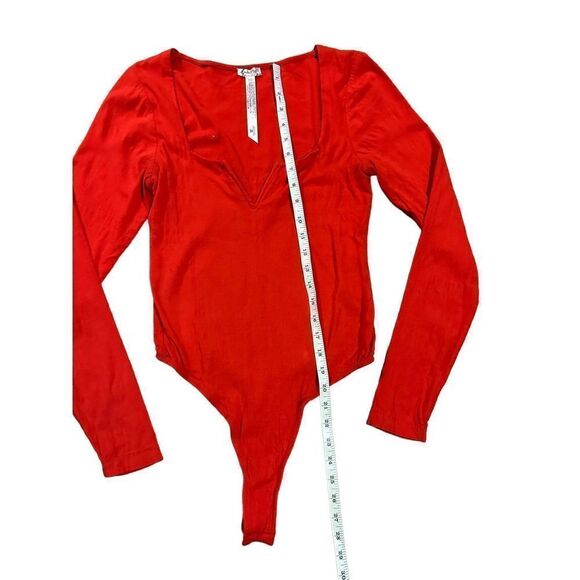Free People Intimately Free Zoe V-Wire Bodysuit Red Small - Picture 10 of 12